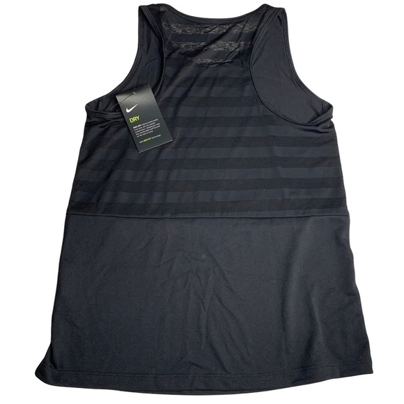 Girls Nike Black Tank Top High Neck Striped Sheer Racerback Size Large - Picture 6 of 11